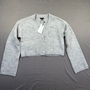 Dynamite Knitwear Women XS Gray Cropped Cardigan V-Neck Button Front Sweater